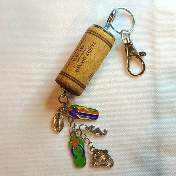 COPY - 2 for $10 BOGO -Upcycled Wine Cork Key Chain or Purse Charm- Pick Which 2 - Picture 15 of 15